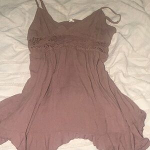 Garage Mauve Lace-Trim Mini Dress